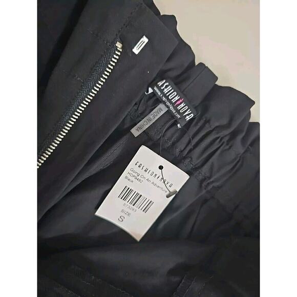 Fashion Nova ~Woman Size S~ Black Track Jogger Pants 100% Cotton NWT. - Picture 8 of 11